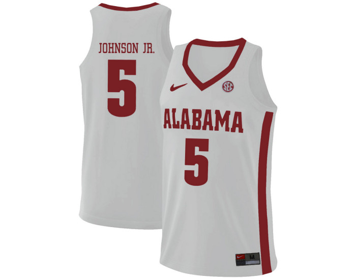 Youth Alabama Crimson Tide #5 Avery Johnson Jr. Authentic College Basketball Jersey White