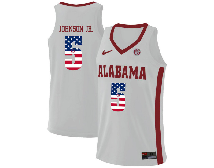 Alabama Crimson Tide #5 Avery Johnson Jr. Replica College Basketball Jersey White