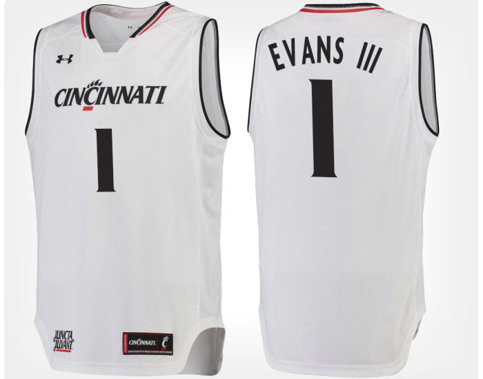 Youth Cincinnati Bearcats #1 Jacob Evans III White Road Authentic College Basketball Jersey