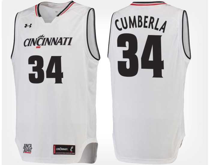 Youth Cincinnati Bearcats #34 Jarron Cumberland White Road Replica College Basketball Jersey