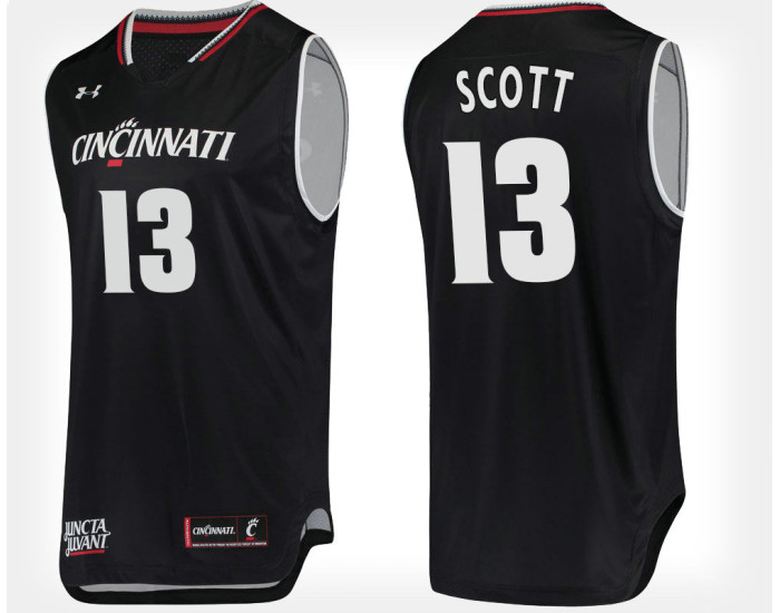 Cincinnati Bearcats #13 Tre Scott Blue Home Authentic College Basketball Jersey