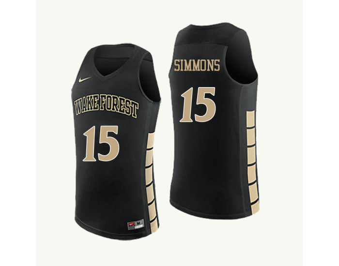 Wake Forest Demon Deacons #15 Kortni Simmons Authentic College Basketball Jersey Black