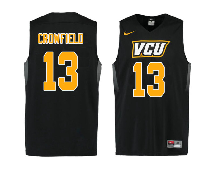 Youth VCU Rams #13 Malik Crowfield Authentic College Basketball Jersey Black