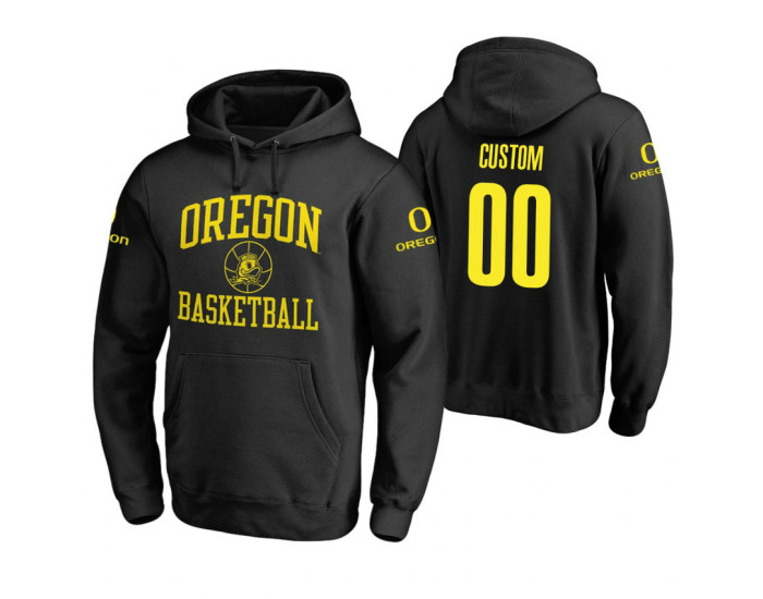 Oregon Ducks #00 Custom Men's Black College Basketball Hoodie