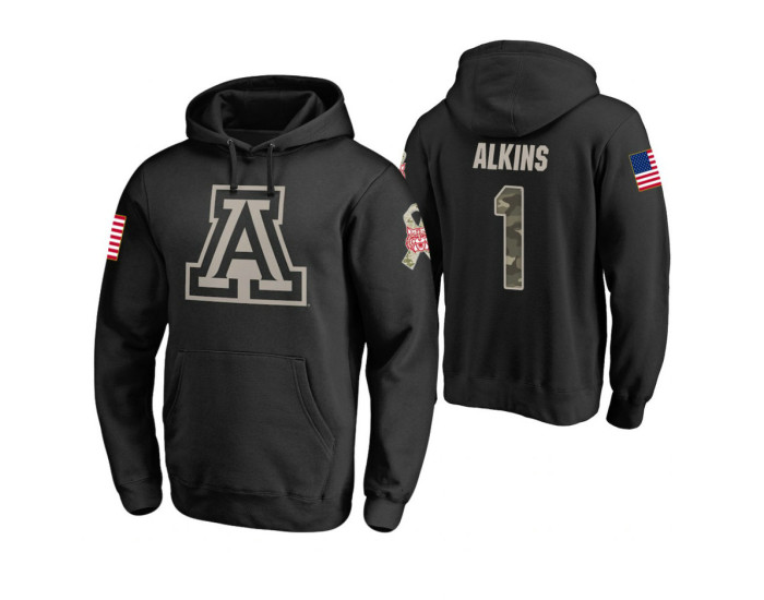 Arizona Wildcats #1 Rawle Alkins Men's Black College Basketball Hoodie