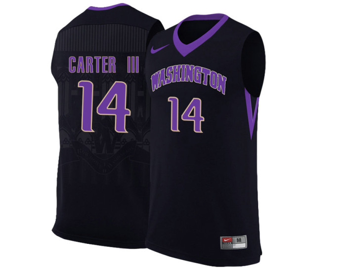Washington Huskies #14 Michael Carter III Authentic College Basketball Jersey Black