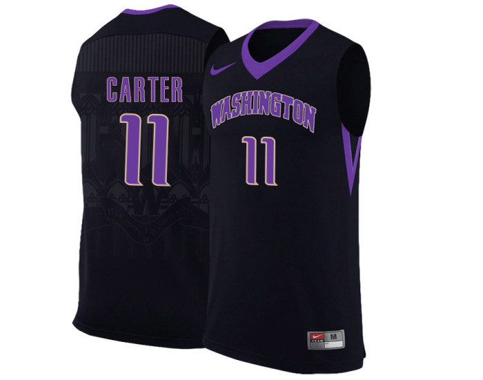 Washington Huskies #11 Nahziah Carter Authentic College Basketball Jersey Black