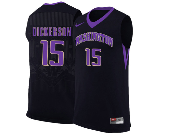 Washington Huskies #15 Noah Dickerson Authentic College Basketball Jersey Black