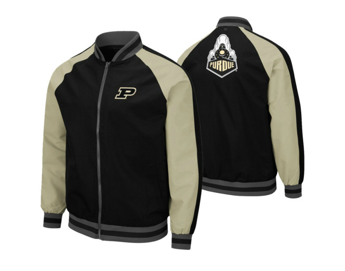 Purdue Boilermakers Black Kent Full-Zip Bomber Jacket