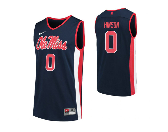 Ole Miss Rebels #0 Blake Hinson Navy Authentic College Basketball Jersey