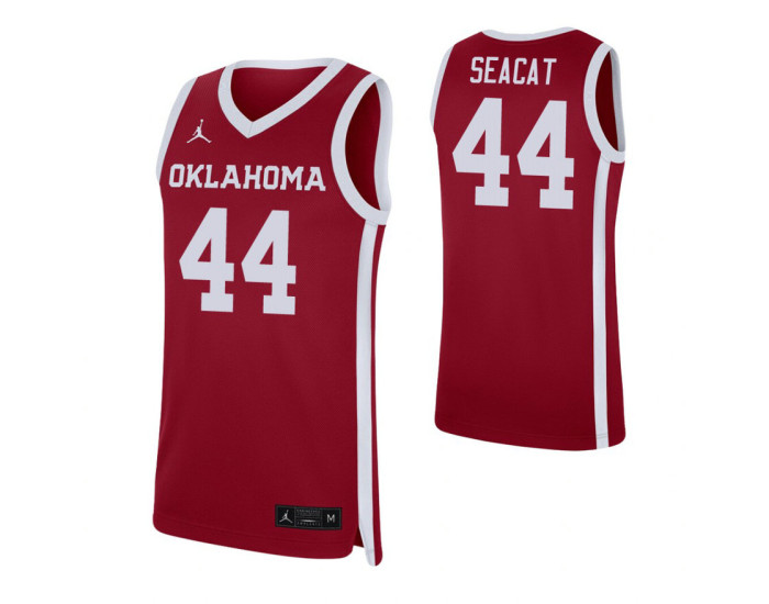 Blake Seacat Authentic College Basketball Jersey Crimson Oklahoma Sooners