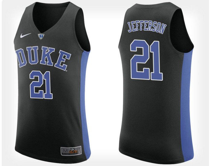 Duke Blue Devils #21 Amile Jefferson Black Alternate Replica College Basketball Jersey