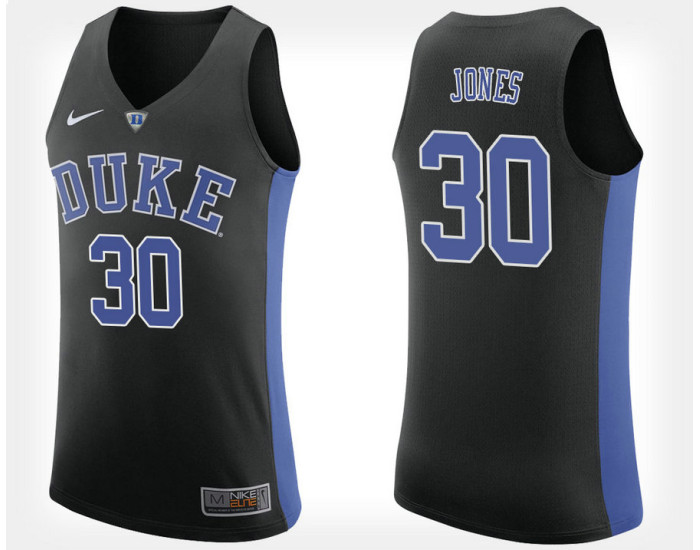 Duke Blue Devils #30 Dahntay Jones Black Alternate Replica College Basketball Jersey