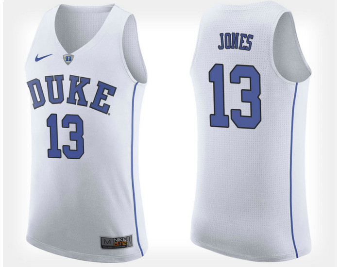 Duke Blue Devils #13 Matt Jones White Road Authentic College Basketball Jersey