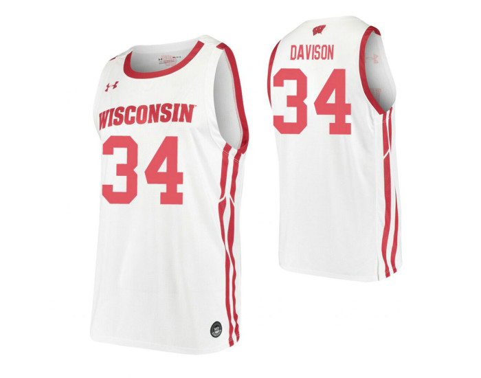 Brad Davison Authentic College Basketball Jersey White Wisconsin Badgers