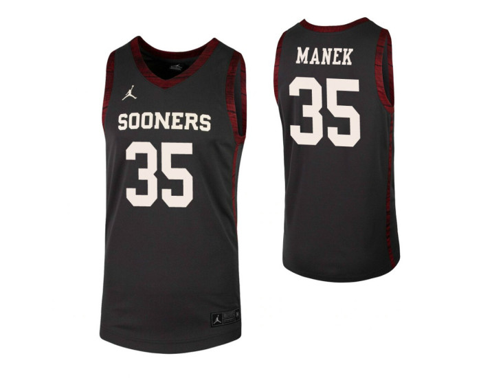 Oklahoma Sooners #35 Brady Manek Anthracite Replica College Basketball Jersey