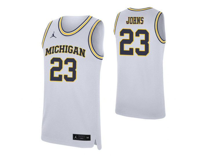 Michigan Wolverines #23 Brandon Johns Jr. White Replica College Basketball Jersey