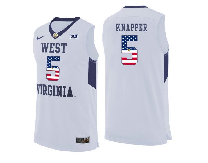 Youth West Virginia Mountaineers #5 Brandon Knapper Replica College Basketball Jersey White