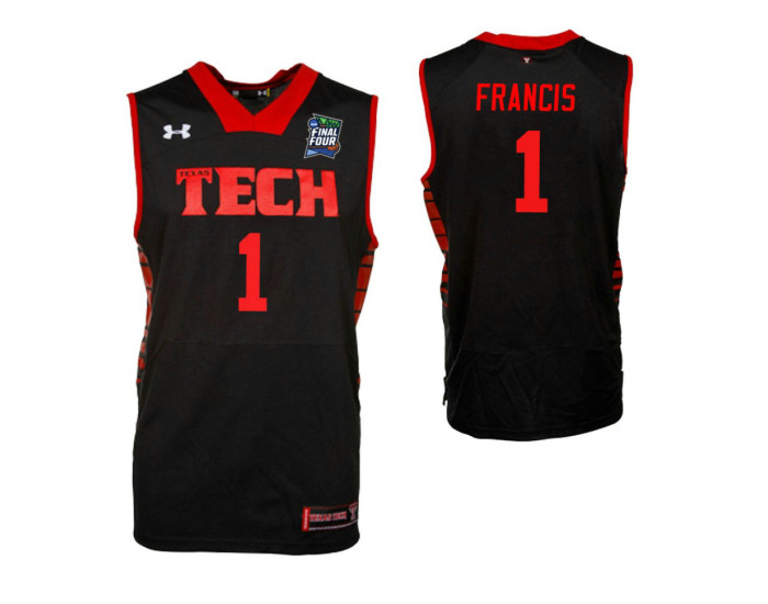Texas Tech Red Raiders #1 Brandone Francis Black Authentic College Basketball Jersey