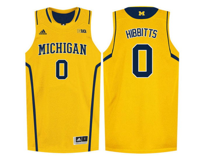 Michigan Wolverines #0 Brent Hibbitts Authentic College Basketball Jersey Gold