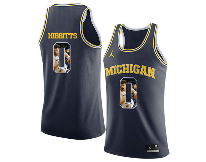 Michigan Wolverines #0 Brent Hibbitts Authentic College Basketball Jersey Navy