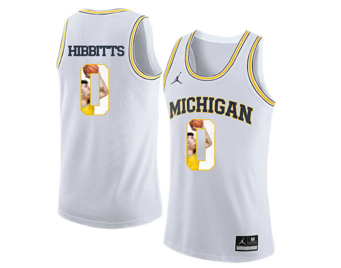 Michigan Wolverines #0 Brent Hibbitts Authentic College Basketball Jersey White