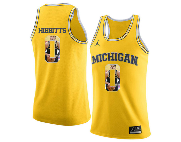 Michigan Wolverines #0 Brent Hibbitts Replica College Basketball Jersey Yellow