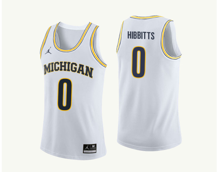 Michigan Wolverines #0 Brent Hibbitts Authentic College Basketball Jersey White
