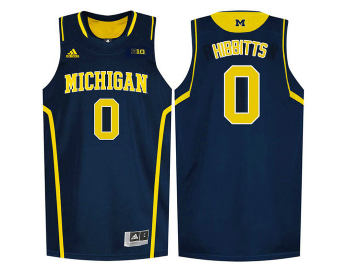 Michigan Wolverines #0 Brent Hibbitts Authentic College Basketball Jersey Navy