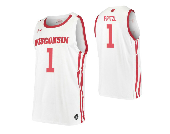 Brevin Pritzl Authentic College Basketball Jersey White Wisconsin Badgers
