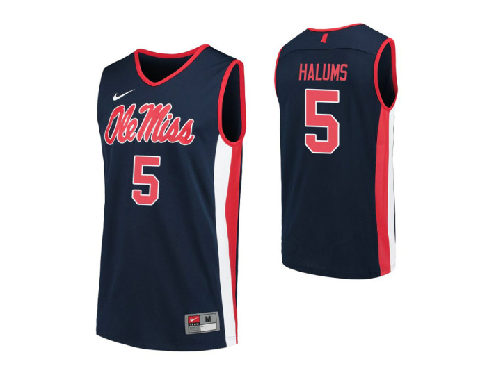 Youth Ole Miss Rebels 5 Brian Halums Authentic College Basketball Jersey Navy