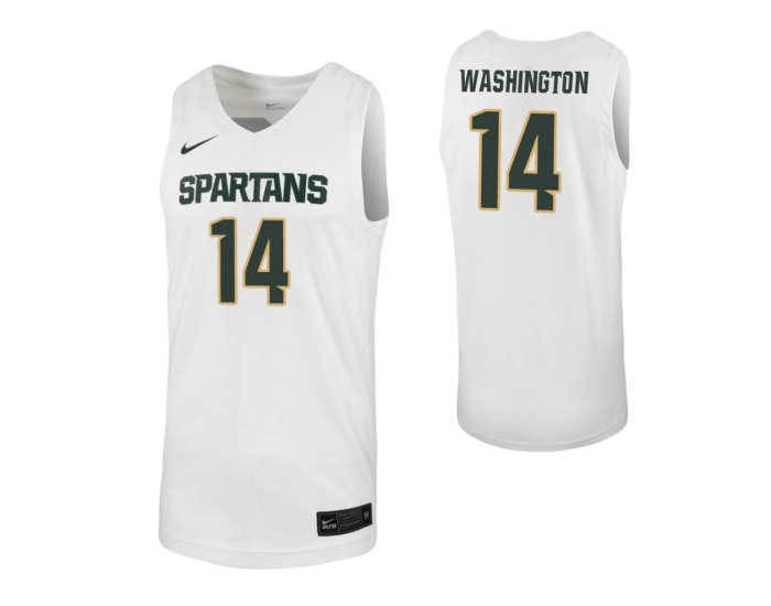 Brock Washington Authentic College Basketball Jersey White Michigan State Spartans