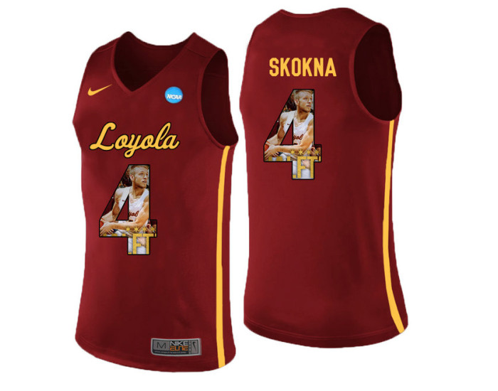 Loyola (Chi) Ramblers #4 Bruno Skokna Replica College Basketball Jersey Red