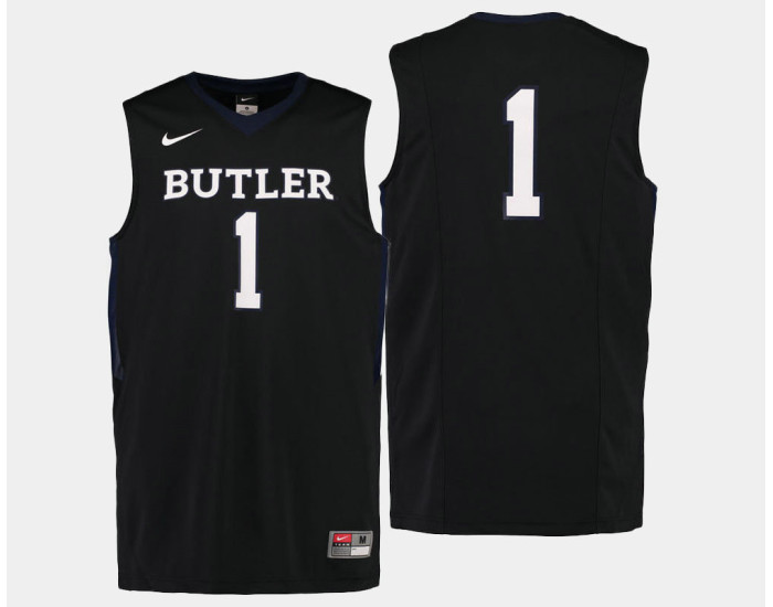 Butler Bulldogs #1 Tyler Lewis Black Road Authentic College Basketball Jersey