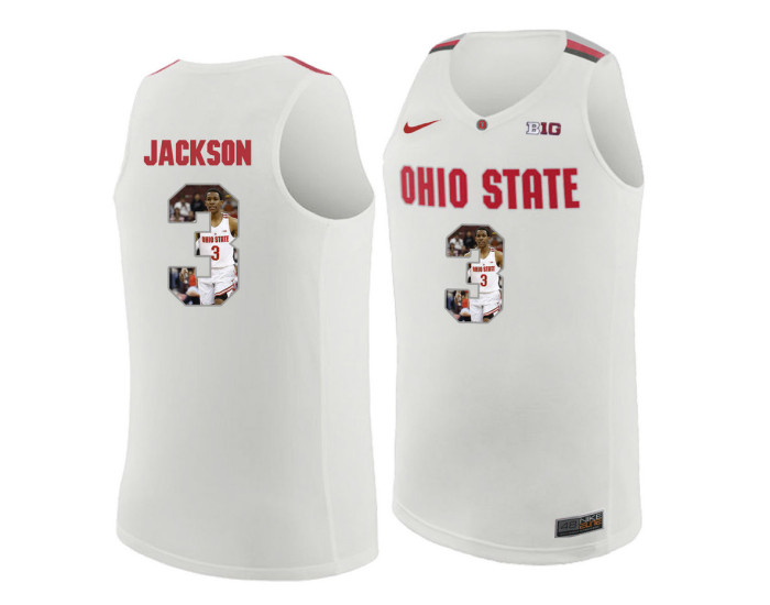 Ohio State Buckeyes #3 C.J. Jackson Replica College Basketball Jersey White