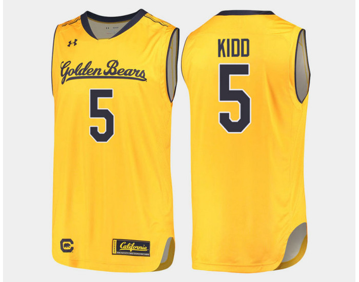 Youth California Golden Bears #5 Jason Kidd Gold Alternate Replica College Basketball Jersey