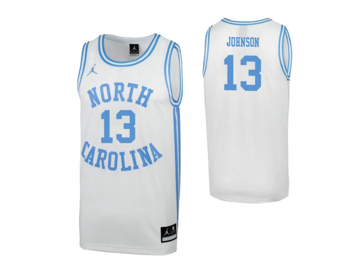 North Carolina Tar Heels #13 Cameron Johnson White Replica College Basketball Jersey