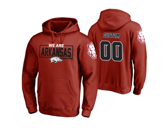 Arkansas Razorbacks #00 Custom Men's Cardinal College Basketball Hoodie
