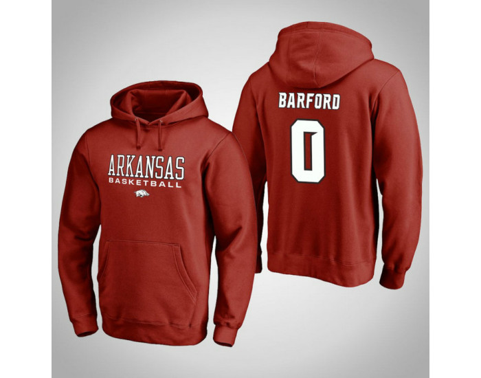 Arkansas Razorbacks #0 Jaylen Barford Men's Cardinal College Basketball Hoodie