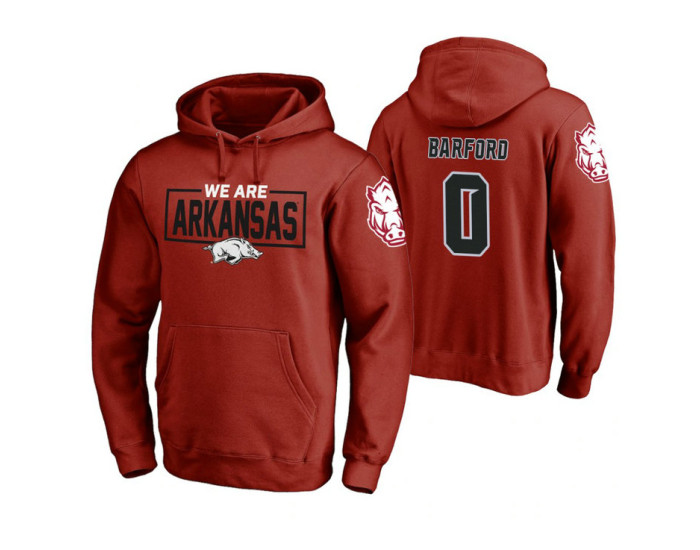 Arkansas Razorbacks #0 Jaylen Barford Men's Cardinal College Basketball Hoodie