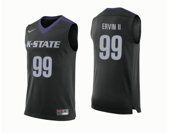 Kansas State Wildcats #99 Carlbe Ervin II Authentic College Basketball Jersey Black