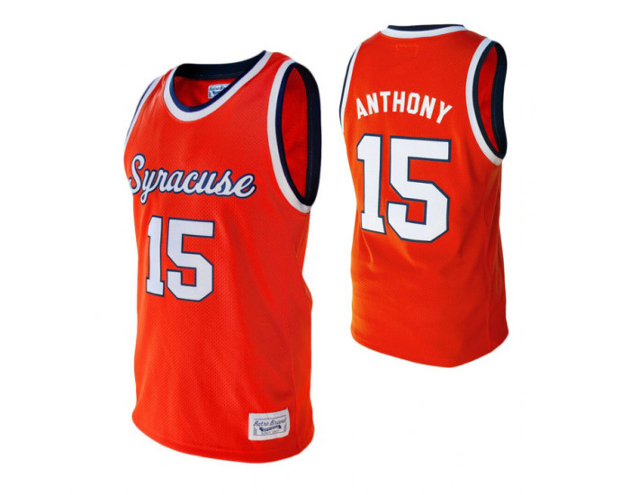 Syracuse Orange #15 Carmelo Anthony Orange Authentic College Basketball Jersey