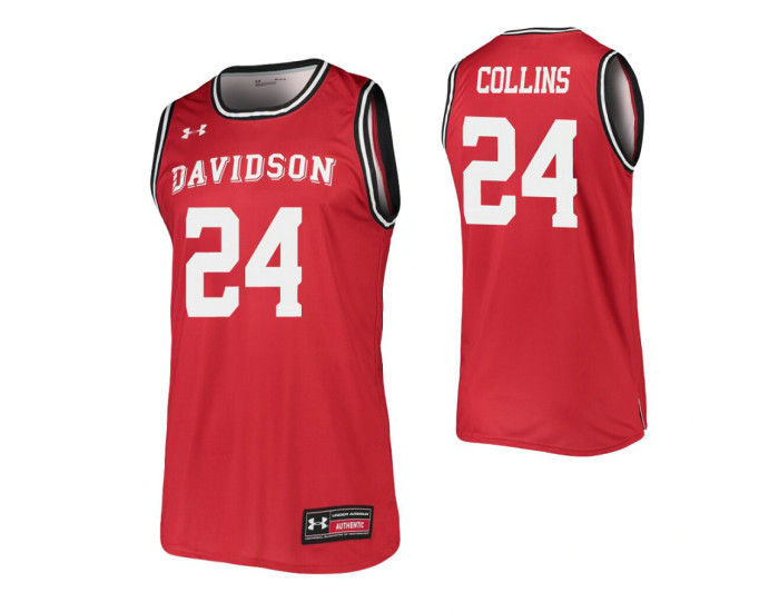 Carter Collins Authentic College Basketball Jersey Red Davidson Wildcats
