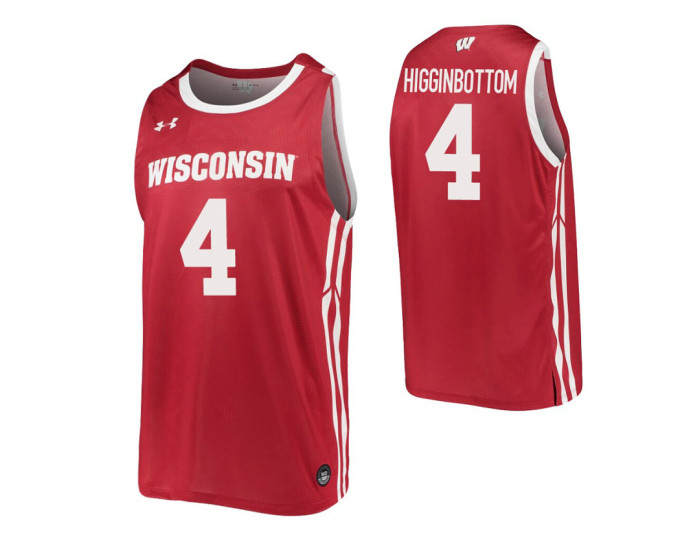 Wisconsin Badgers #4 Carter Higginbottom Red Replica College Basketball Jersey