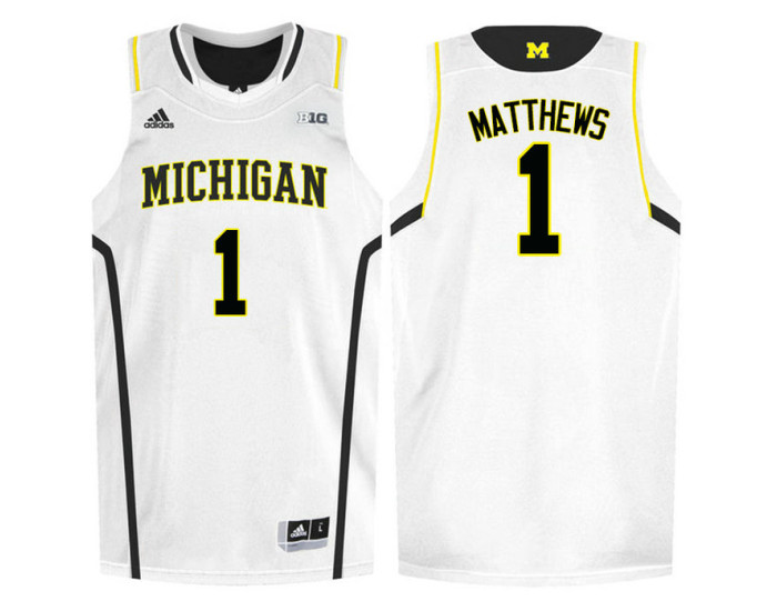 Michigan Wolverines #1 Charles Matthews Authentic College Basketball Jersey White