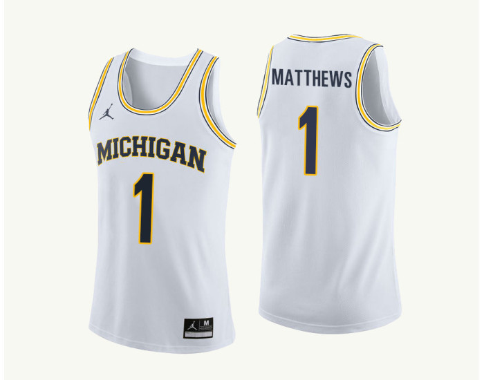 Michigan Wolverines #1 Charles Matthews Authentic College Basketball Jersey White