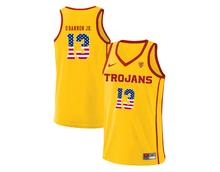 Youth USC Trojans #13 Charles O'Bannon Jr. Authentic College Basketball Jersey Yellow