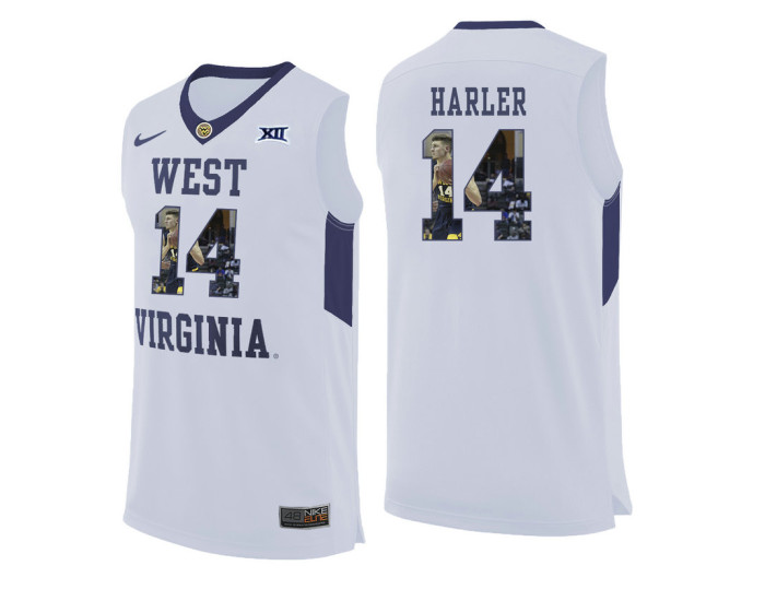 West Virginia Mountaineers #14 Chase Harler Authentic College Basketball Jersey White