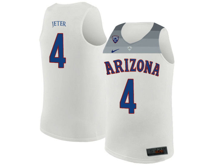Youth Arizona Wildcats #4 Chase Jeter Replica College Basketball Jersey White