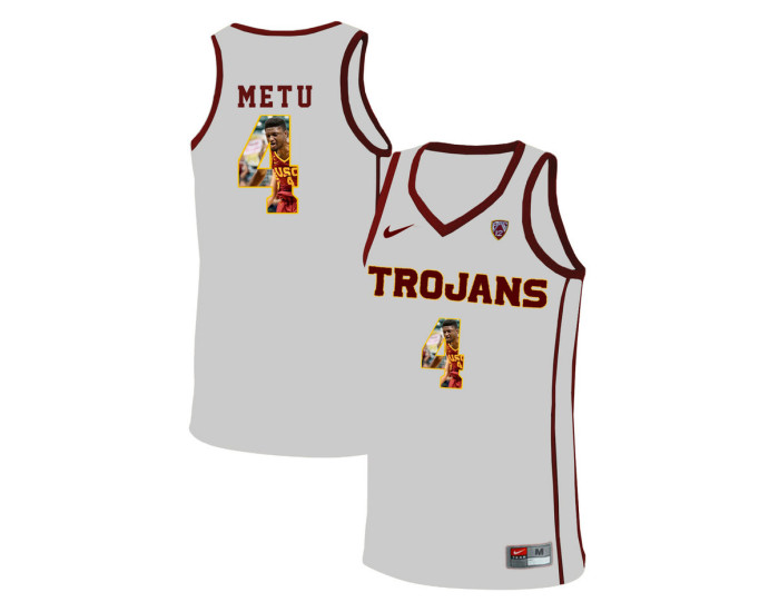USC Trojans #4 Chimezie Metu Authentic College Basketball Jersey White